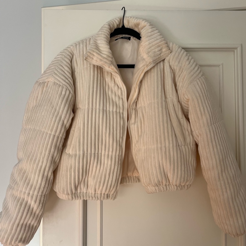 Cream corduroy puffer jacket